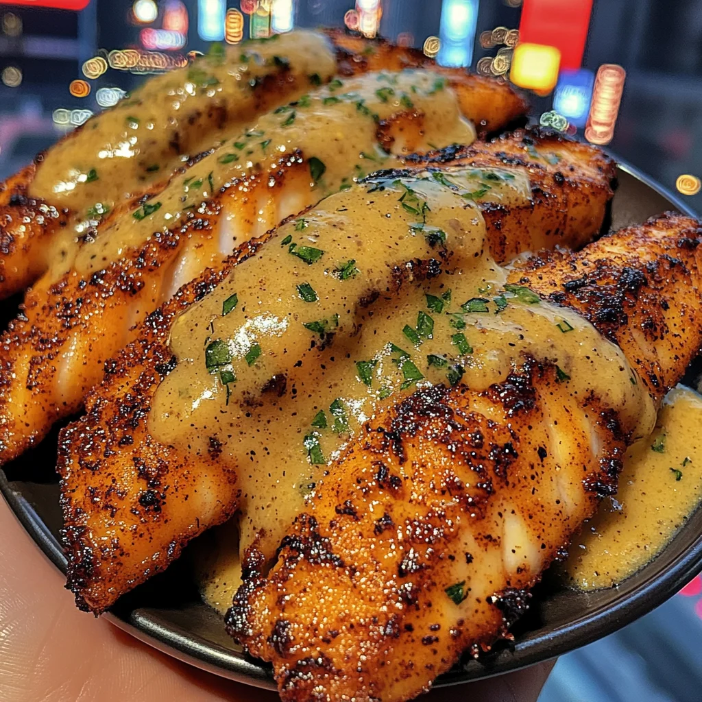 Cajun Cod Strips with Lemon Garlic Sauce