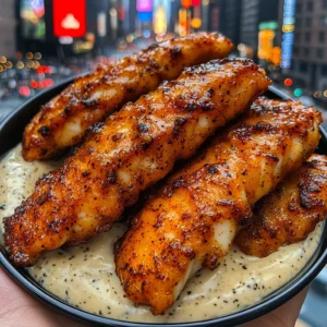 Cajun Fish Strips with Cooling Garlic Cream