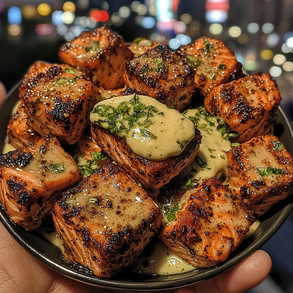Cajun Salmon Cubes with Cooling Lime Mayo