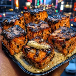 Cajun Salmon Cubes with Zesty Garlic Mayo