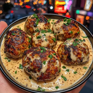 Chicken Meatballs with Creamy Garlic Sauce