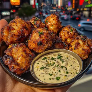 Crispy Garlic Chicken Bites with Lemon Ranch Dip