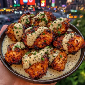 Crispy Garlic Chicken Bites with Peppercorn Ranch