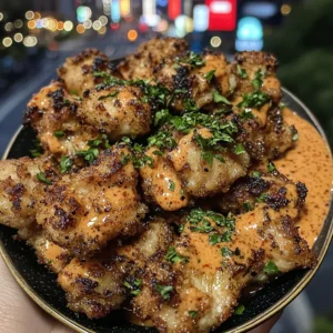 Crispy Garlic Chicken Bites with Zesty Pepper Sauce