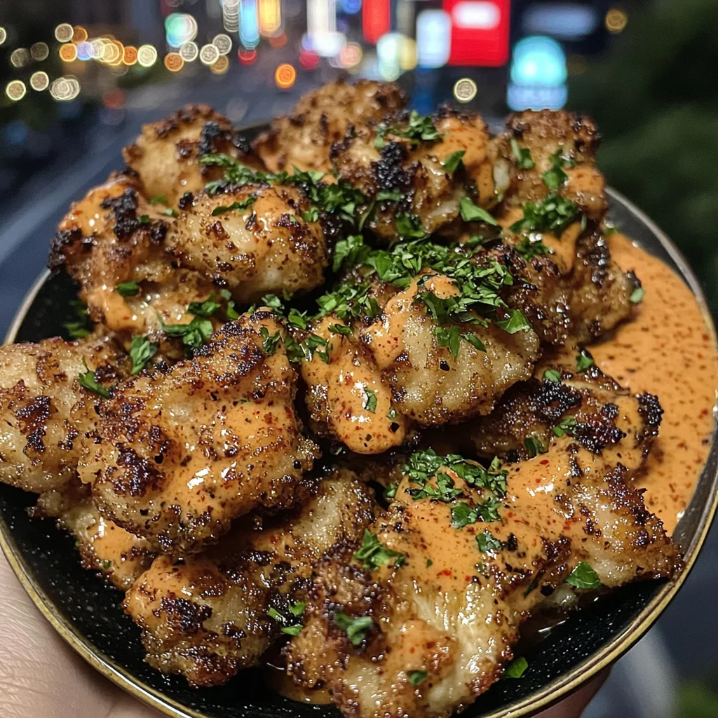 Crispy Garlic Chicken Bites with Zesty Pepper Sauce
