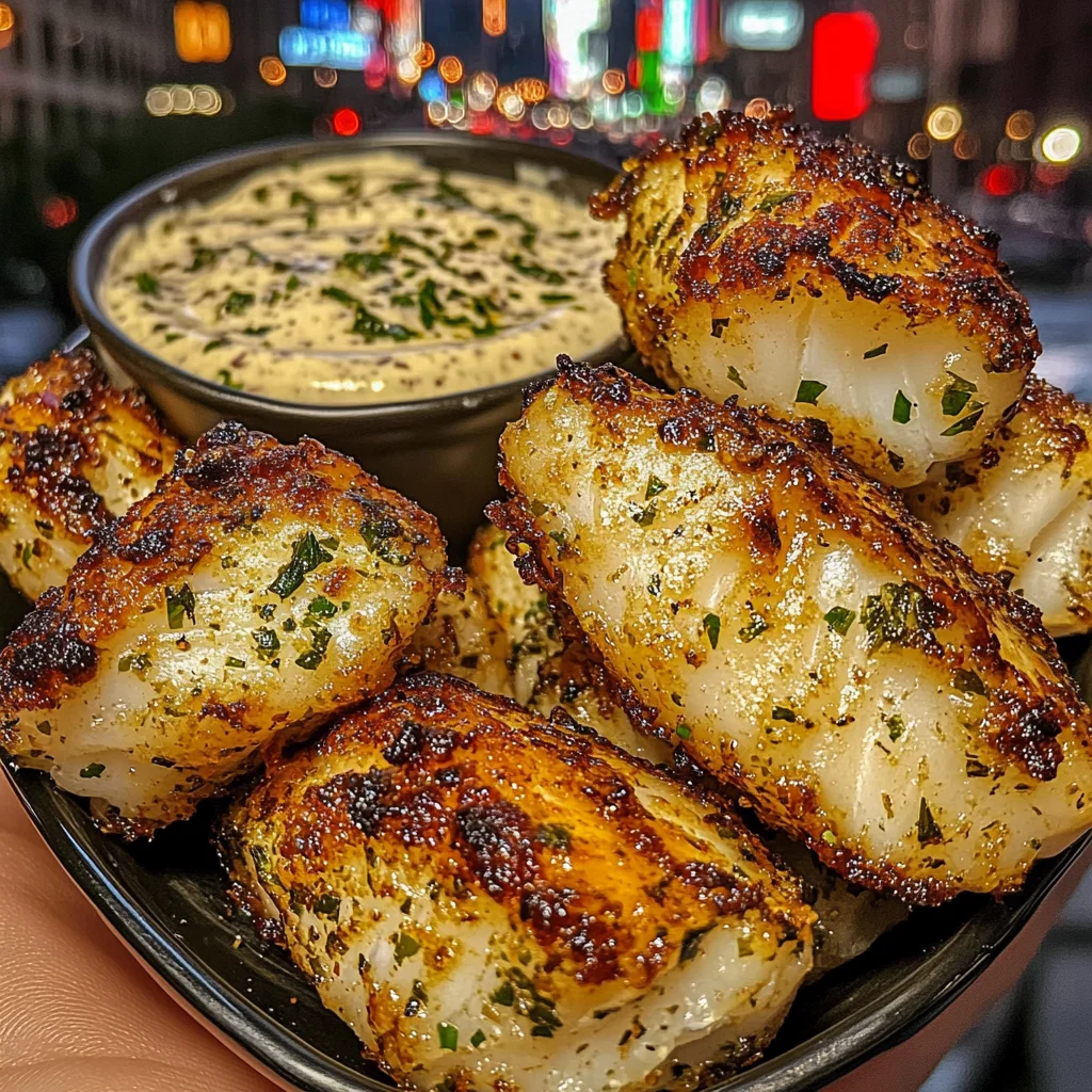 Crispy Herb Fish Bites with Zesty Garlic Dip