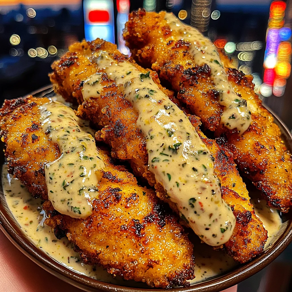Crispy Lemon Chicken Strips with Creamy Herb Sauce