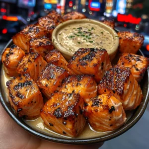 Crispy Salmon Cubes with Zesty Lemon Dip