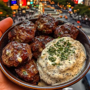 Garlic Butter Beef Bites with Creamy Herb Dip
