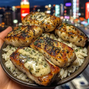 Garlic Butter Fish Bites with Herb Rice