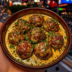 Garlic Butter Meatballs with Creamy Pepper Sauce