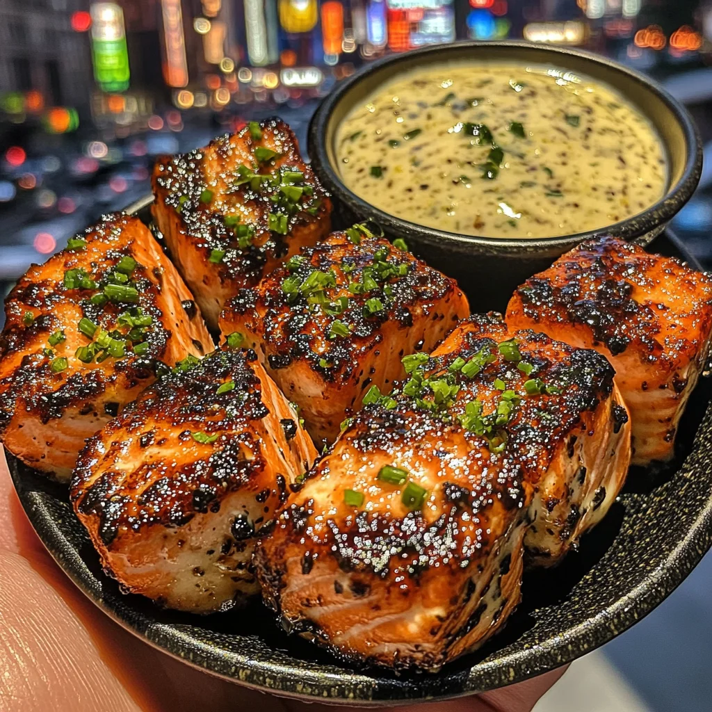Garlic Butter Salmon Bites with Zesty Lemon Dip
