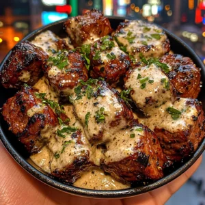Garlic Herb Beef Cubes with Tartar Ranch