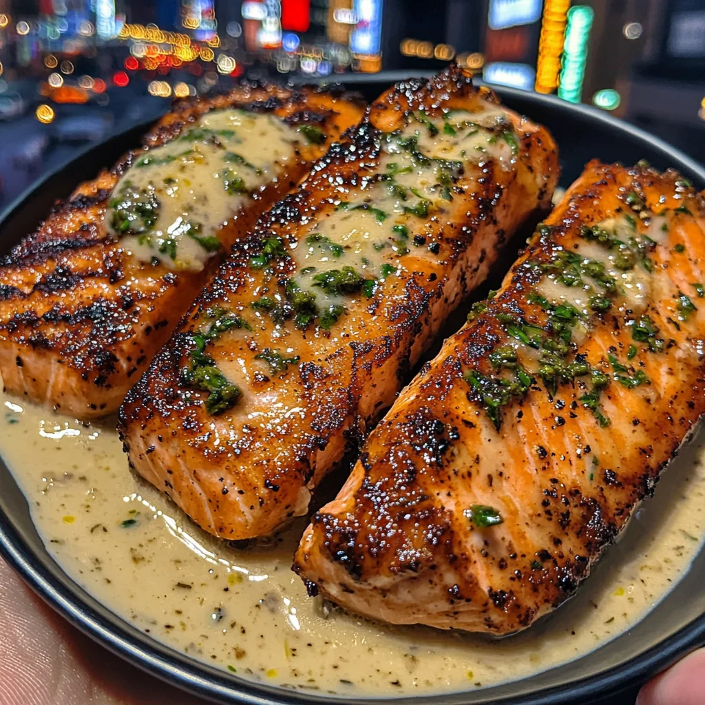 Garlic Herb Salmon Strips with Creamy Lemon Sauce