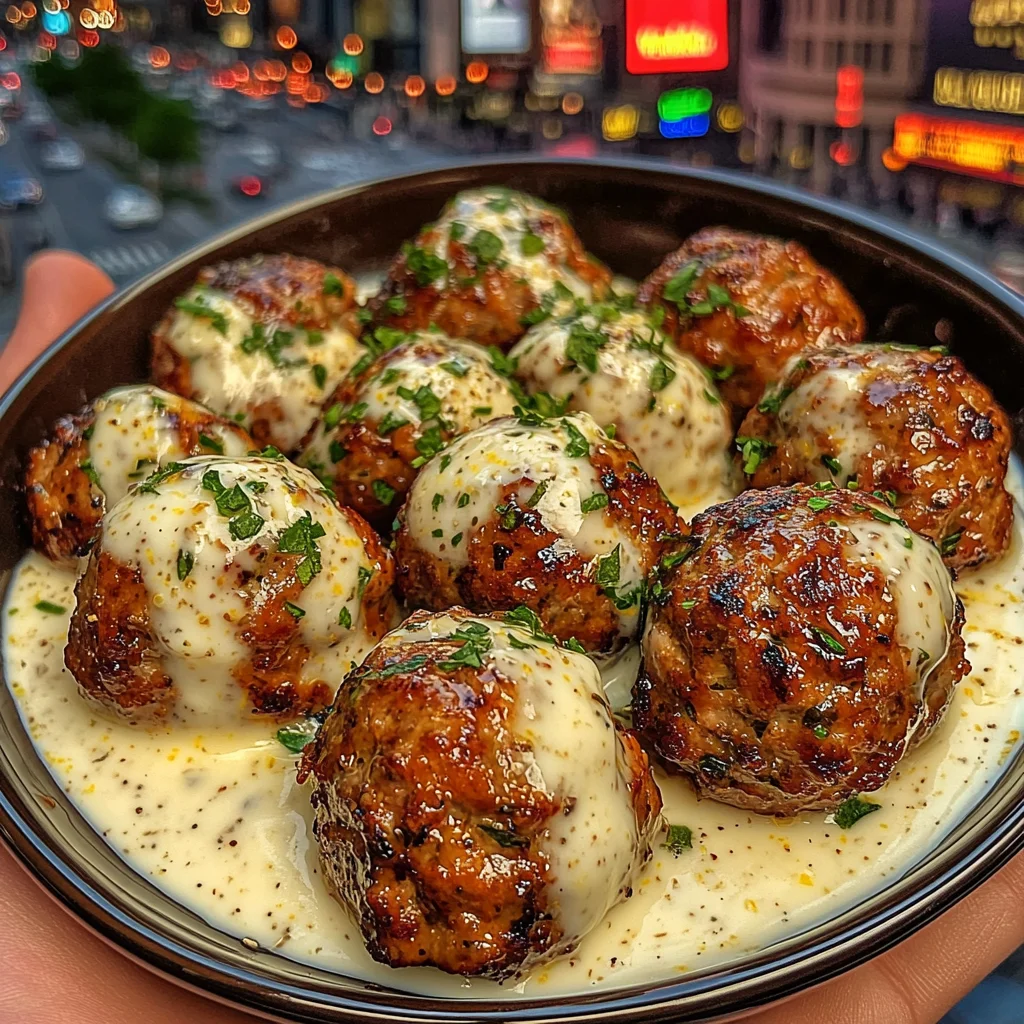 Garlic Herb Turkey Meatballs with Lemon Yogurt