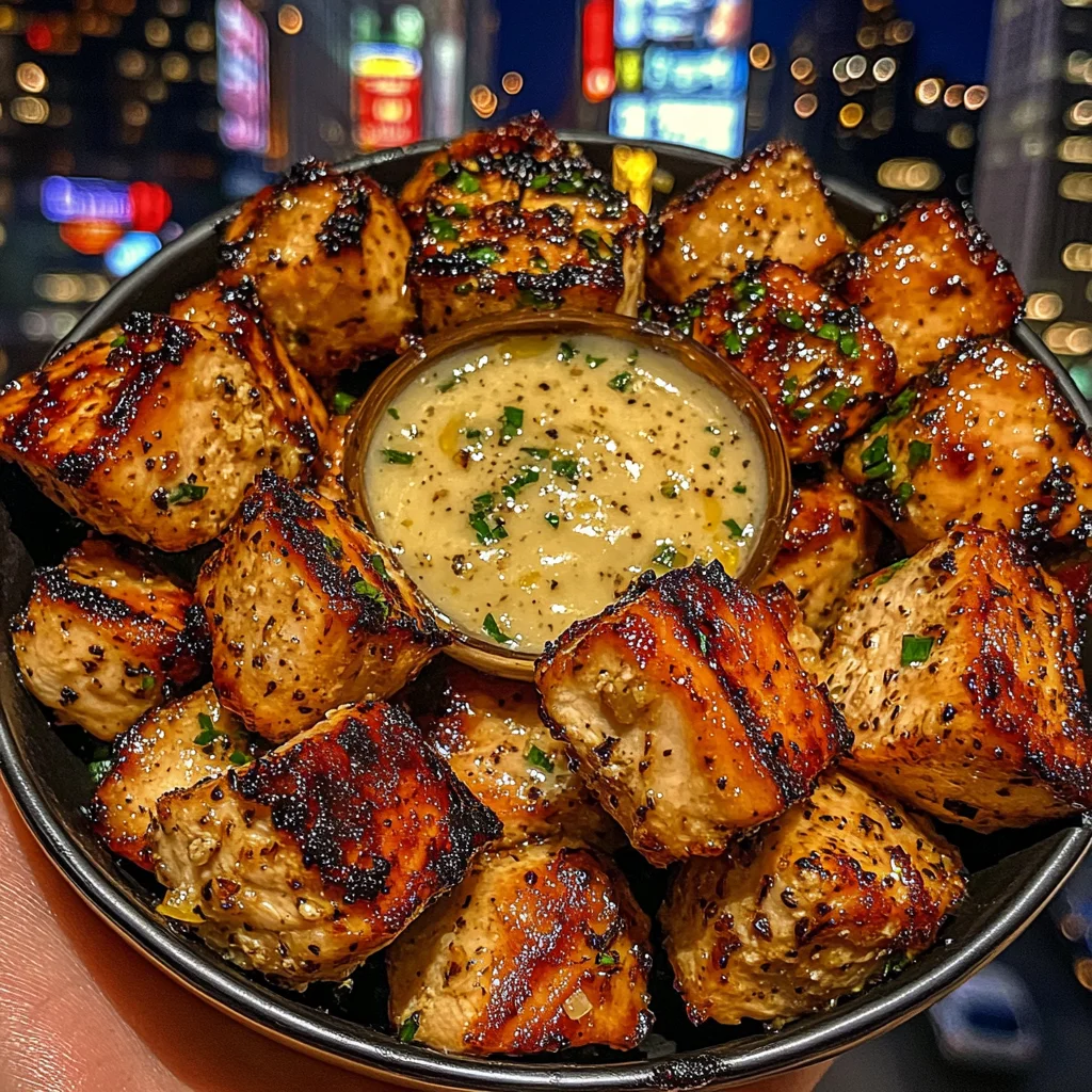 Garlic Parmesan Chicken Cubes with Lemon Dip