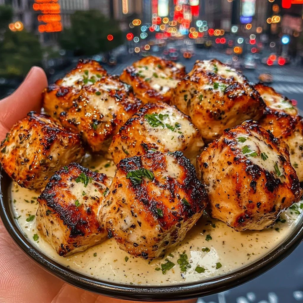 Garlic Parmesan Chicken Cubes with Ranch Cream