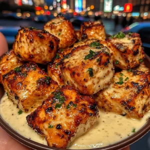 Garlic Parmesan Chicken Cubes with Ranch Mayo