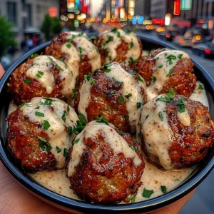Garlic Parmesan Meatballs with Creamy Ranch Sauce