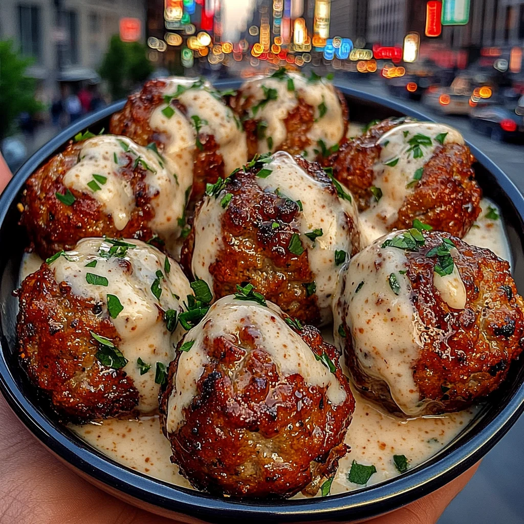 Garlic Parmesan Meatballs with Creamy Ranch Sauce