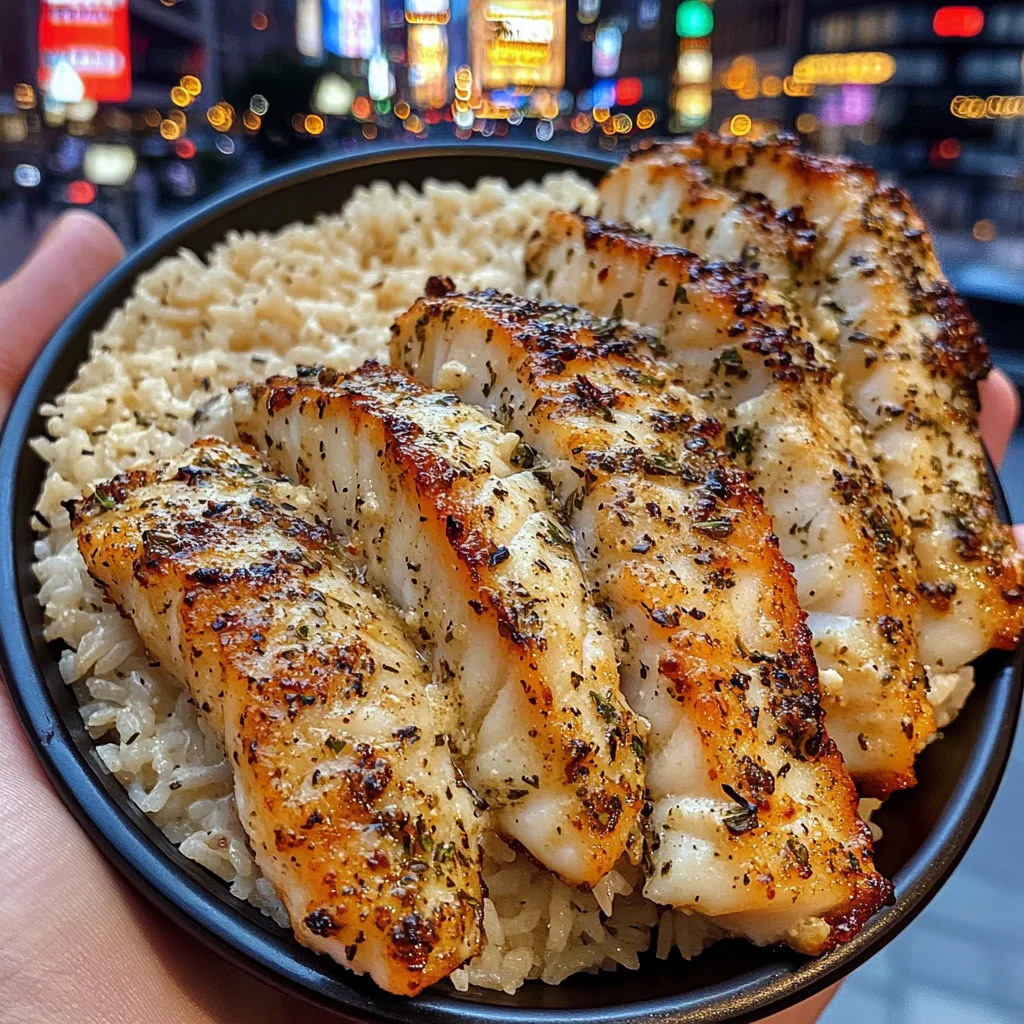 Herb Roasted Cod Strips with Buttered Rice