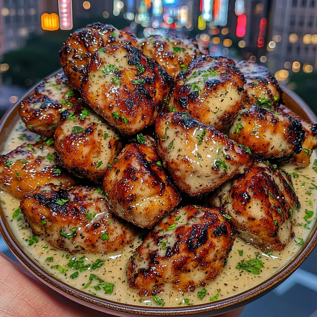Honey Garlic Chicken Bites with Zesty Herb Ranch