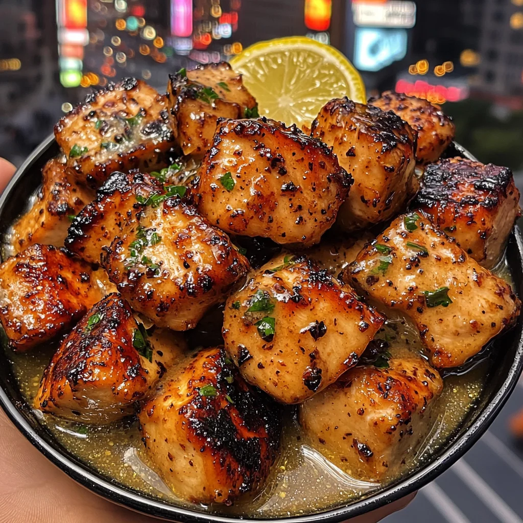 Honey Garlic Chicken Cubes with Lemon Sauce