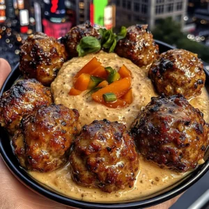 Honey Garlic Meatballs with Sweet Pepper Dip