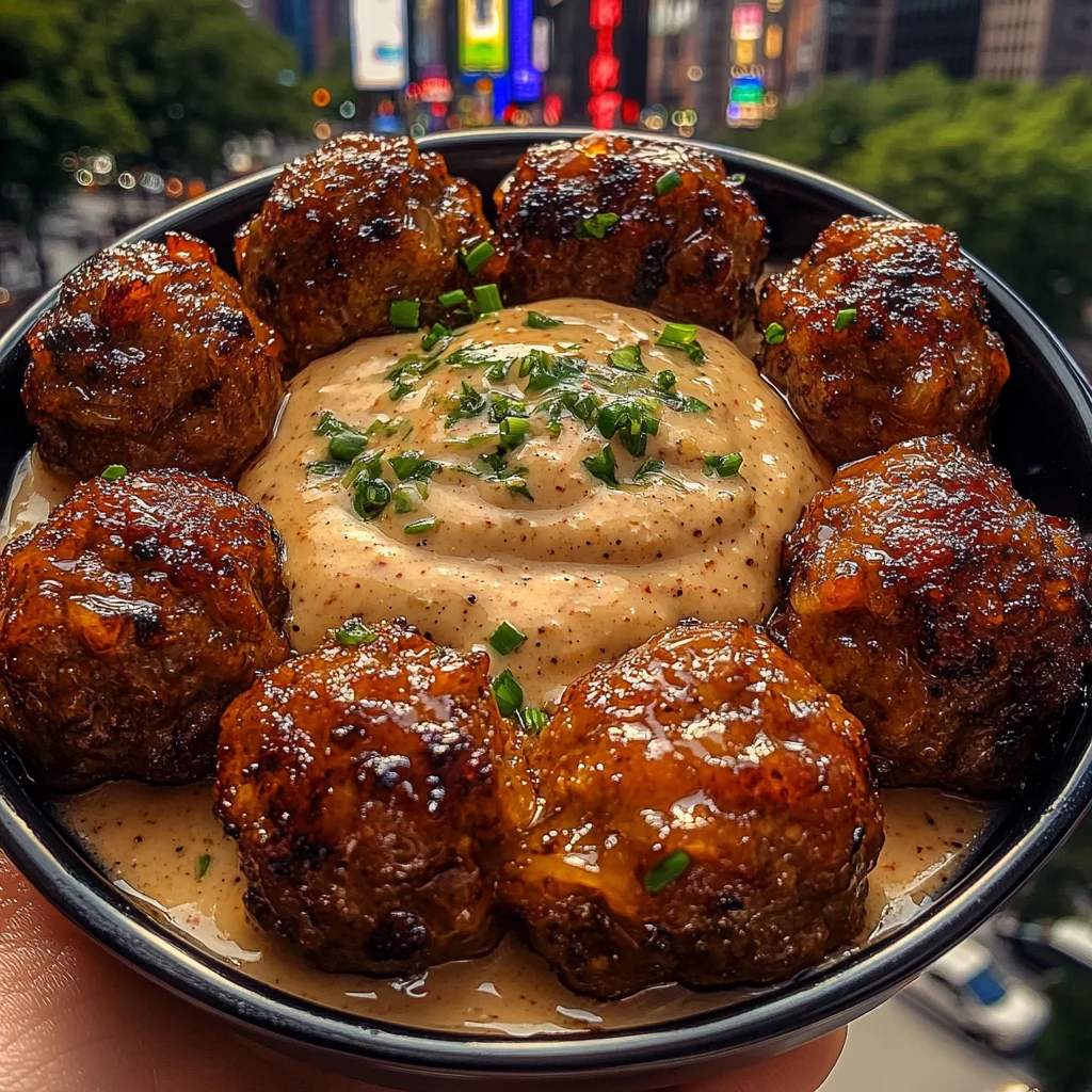 Honey Garlic Meatballs with Zesty Pepper Dip