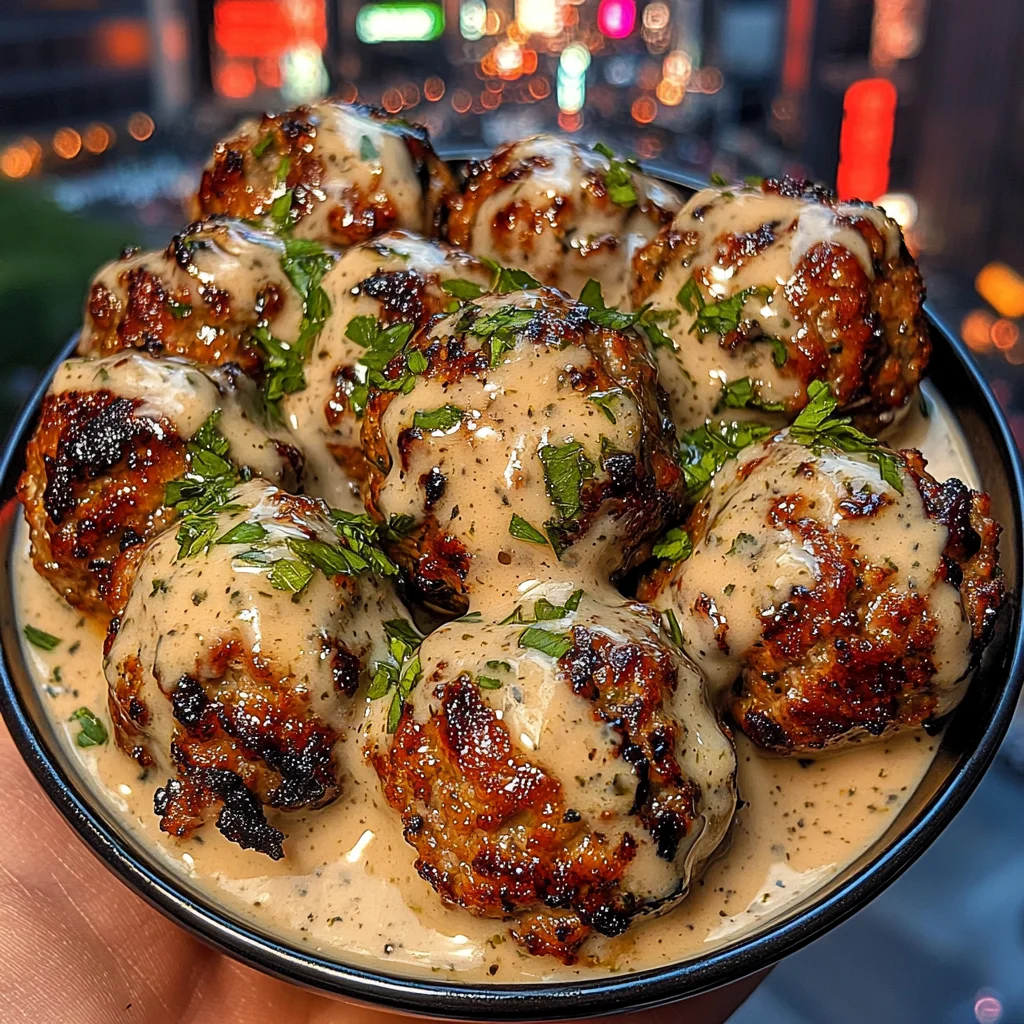 Honey Herb Turkey Meatballs with Creamy Sauce