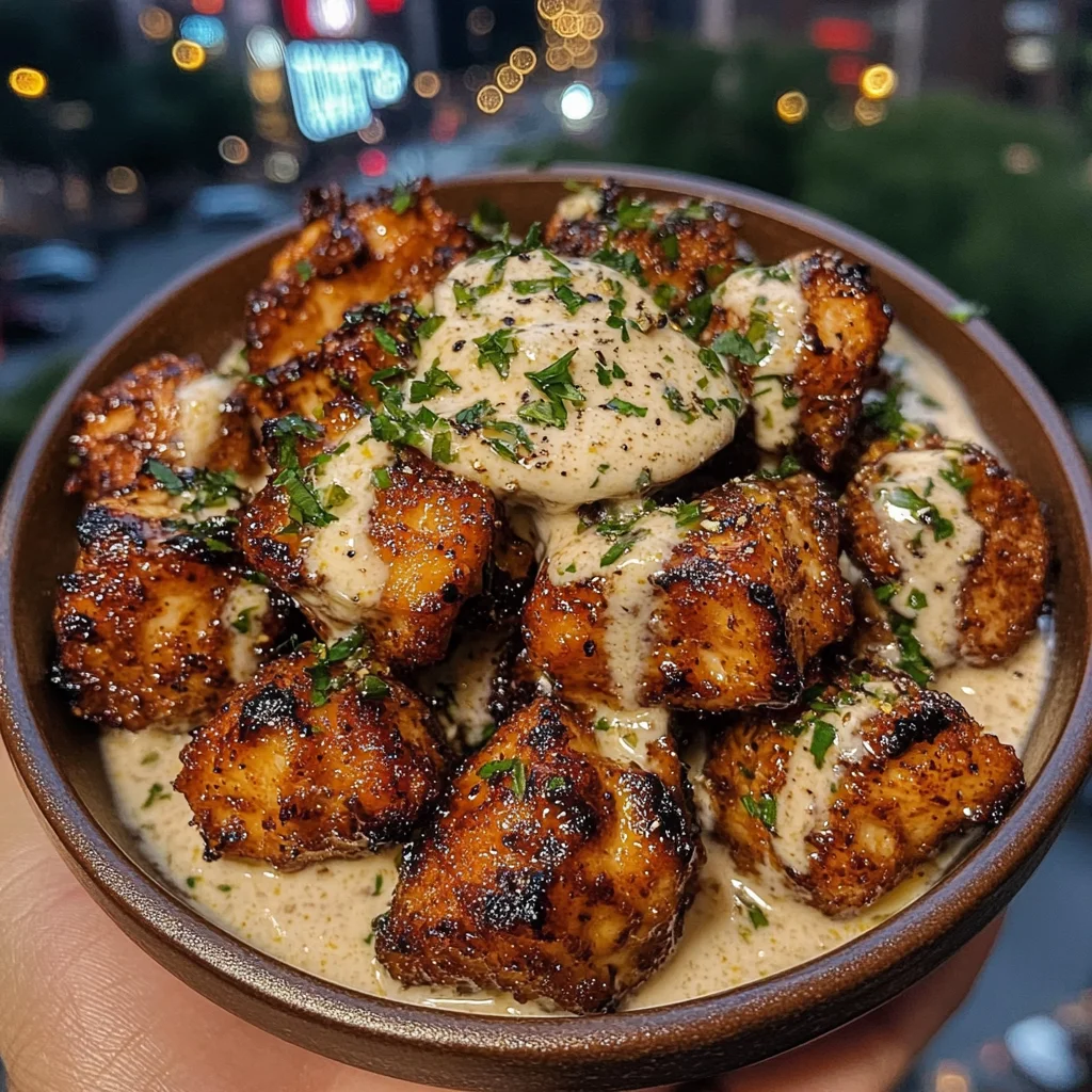 Honey Lemon Chicken Bites with Creamy Garlic Dip