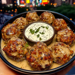 Honey Mustard Turkey Meatballs with Yogurt Dip