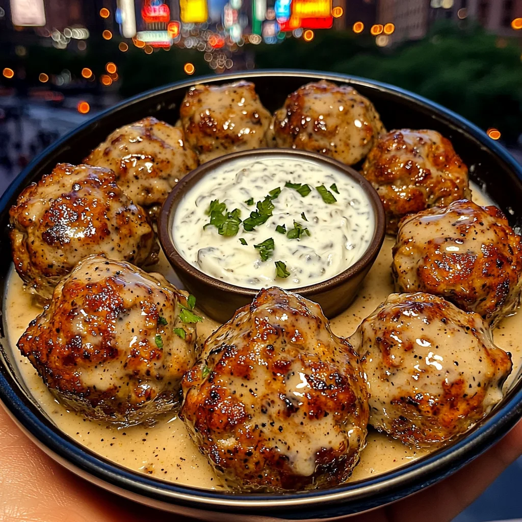 Honey Mustard Turkey Meatballs with Yogurt Dip