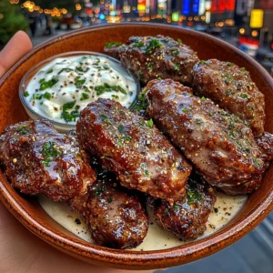 Honey Pepper Beef Bites with Cool Yogurt Dip