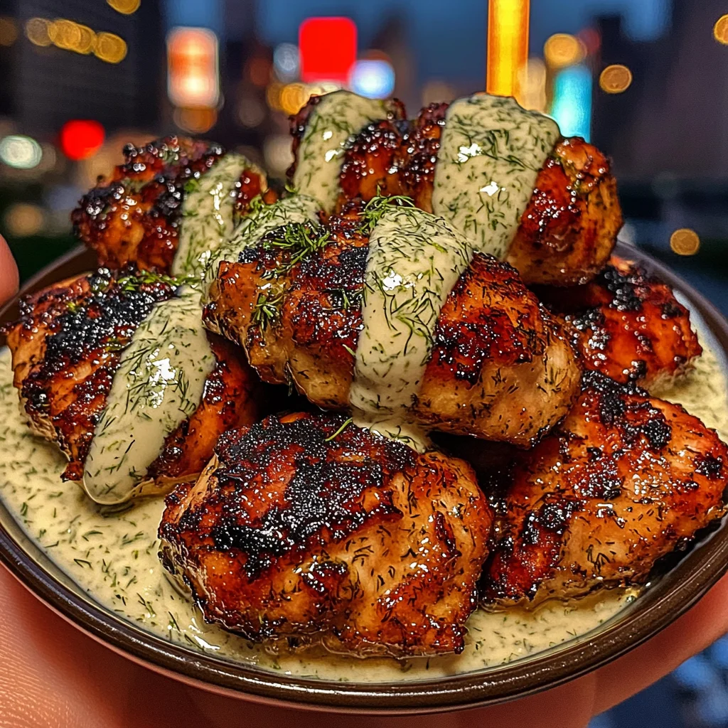 Lemon Butter Chicken Bites with Dill Cream