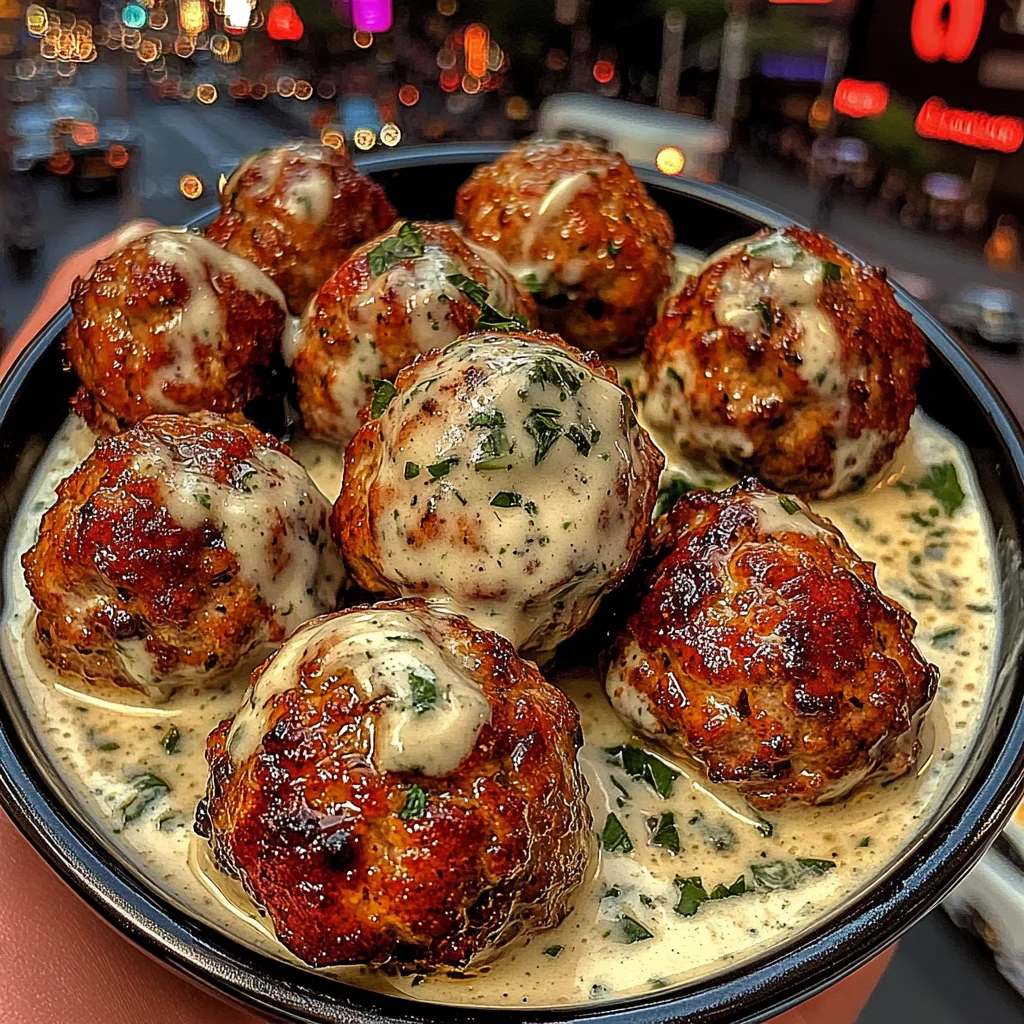Lemon Garlic Chicken Meatballs with Creamy Herb Dip