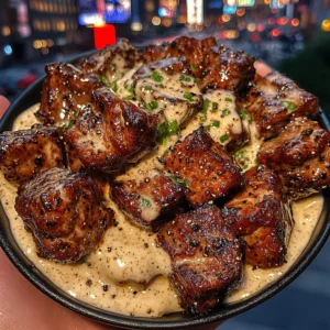 Lemon Pepper Beef Cubes with Creamy Garlic Mayo
