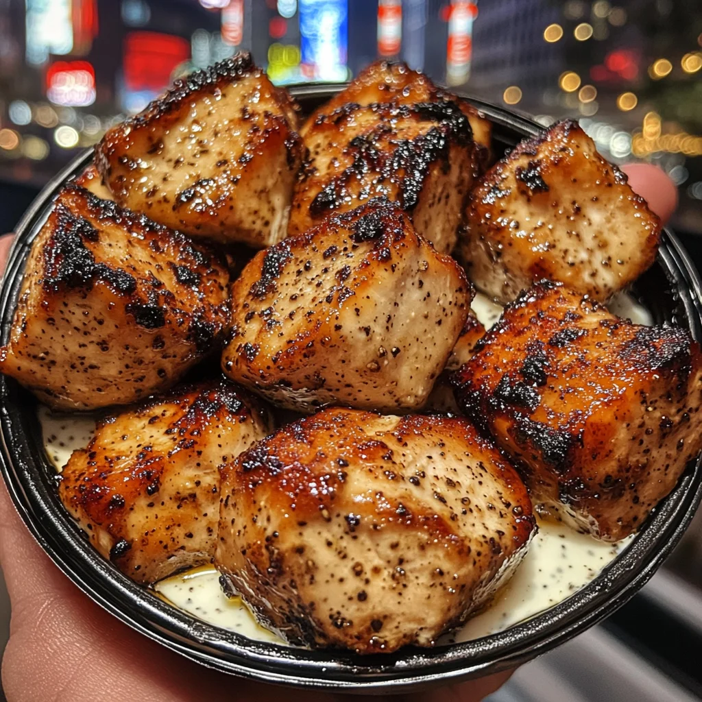 Lemon Pepper Chicken Cubes with Yogurt Dip