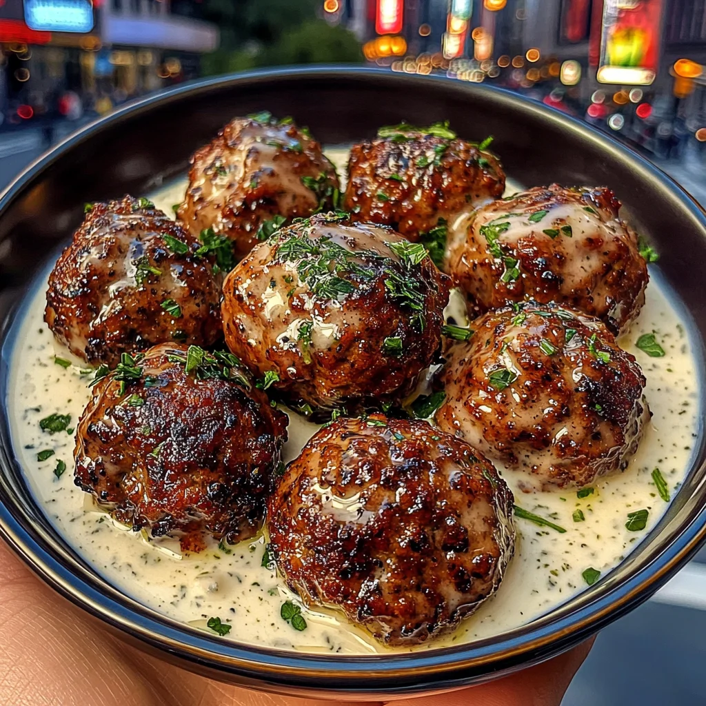 Lemon Pepper Meatballs with Creamy Herb Dip