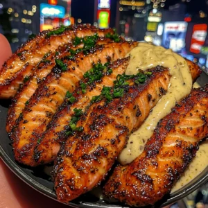 Lemon Pepper Salmon Strips with Garlic Aioli