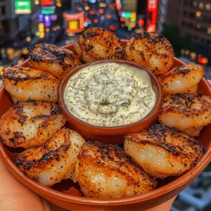 Lemon Pepper Shrimp Bites with Yogurt Dill Dip