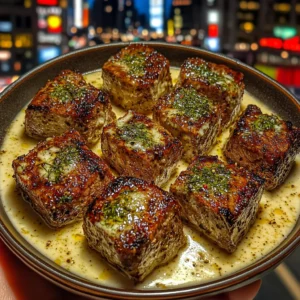Lemon Pepper Steak Cubes with Creamy Dill Sauce
