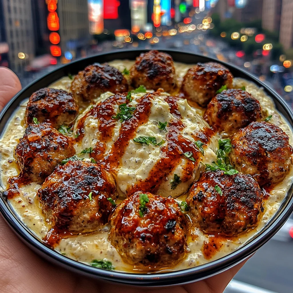 Mediterranean Chicken Meatballs with Garlic Tzatziki