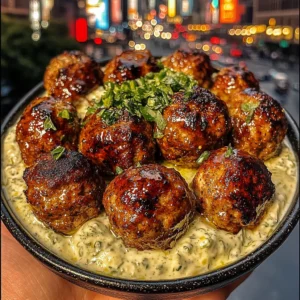 Mediterranean Chicken Meatballs with Lemon Tzatziki