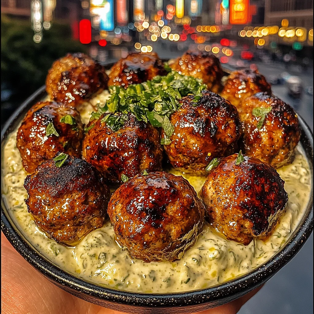 Mediterranean Chicken Meatballs with Lemon Tzatziki
