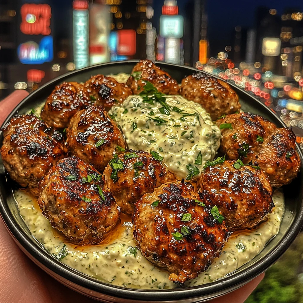 Mediterranean Chicken Meatballs with Tzatziki