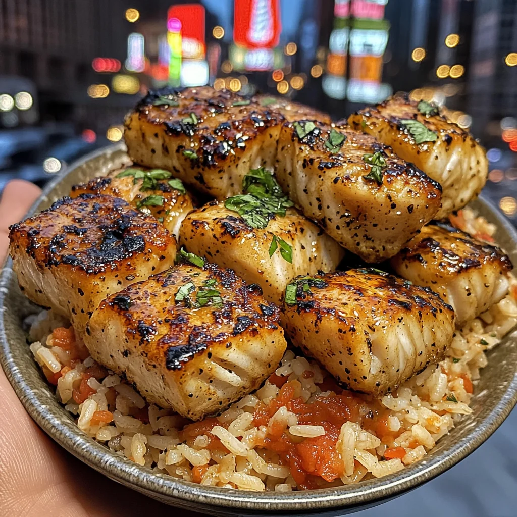 Savory Fish Bites with Tomato Rice