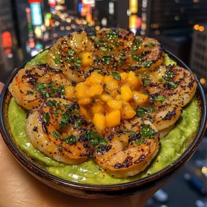 Shrimp and Avocado Bowls with Mango Salsa & Lime-Chili Sauce