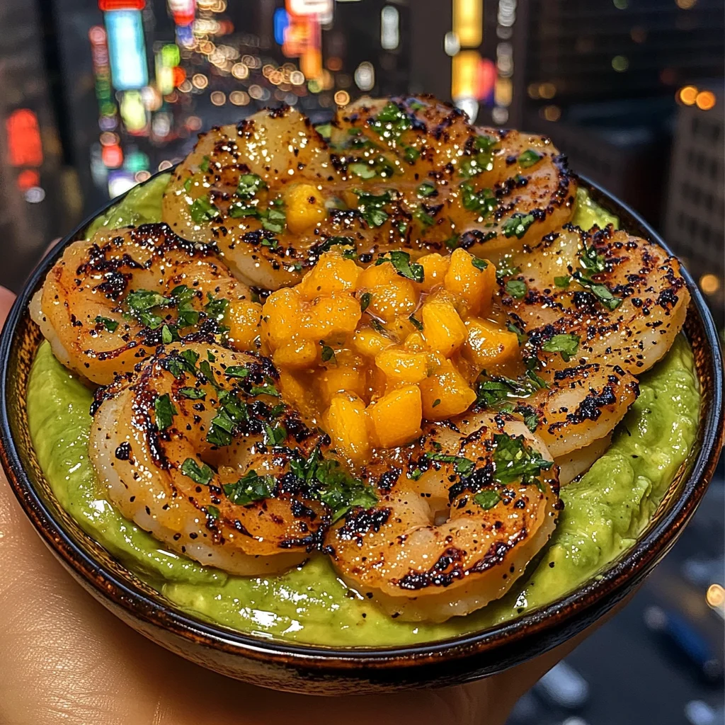 Shrimp and Avocado Bowls with Mango Salsa & Lime-Chili Sauce