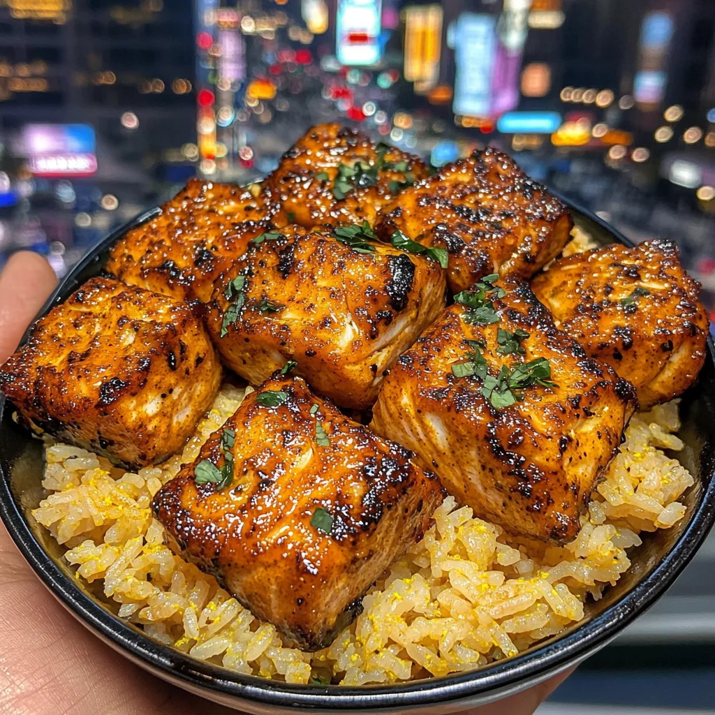 Spiced Fish Cubes with Turmeric Rice